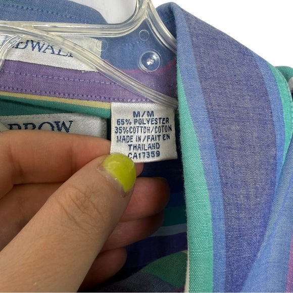 Vintage 90s Striped Multicolor Button Down Shirt Size Medium Retro Preppy - Picture 5 of 7